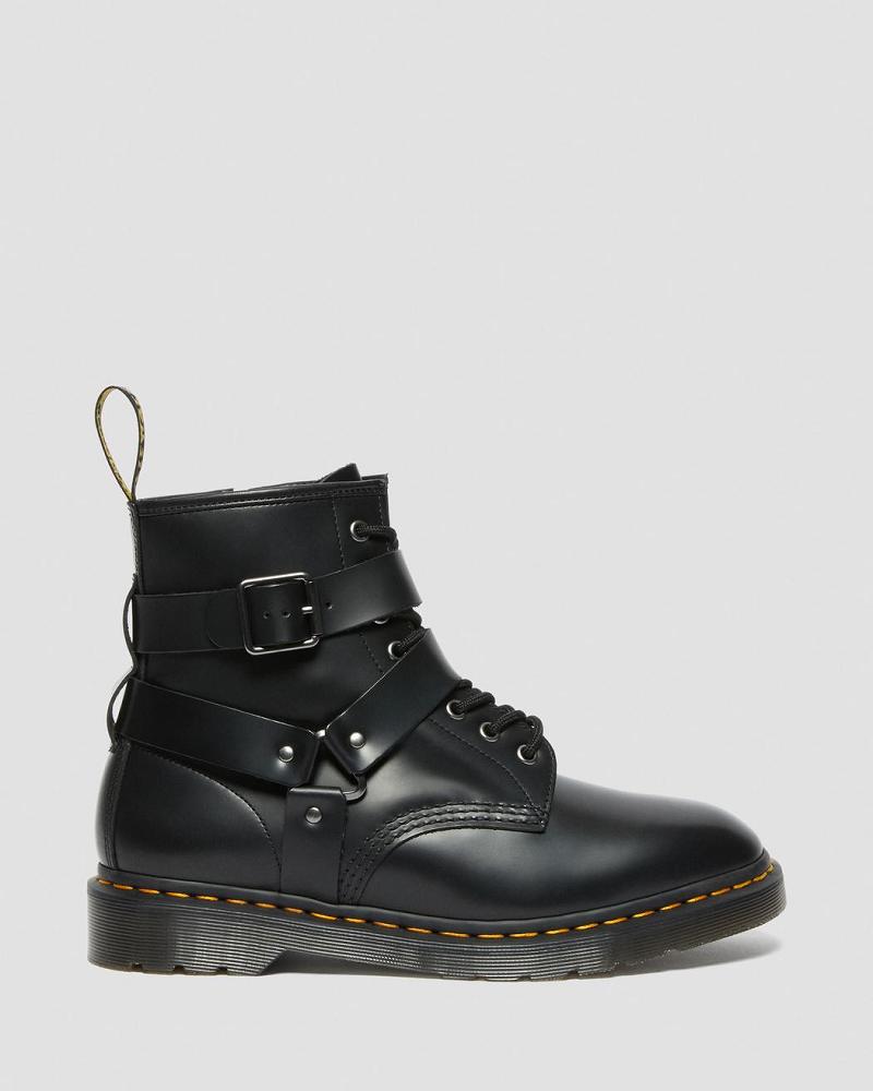 Dr Martens Cristofor Leren Harness Veterlaarzen Dames Zwart | NL 560NWY